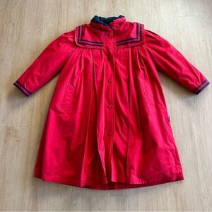 London Fog Bright Red Faux Fur Insulated Full Length Trench Coat Parka